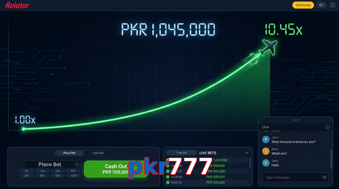 Main screen of Pkr777 aviator page for PK players