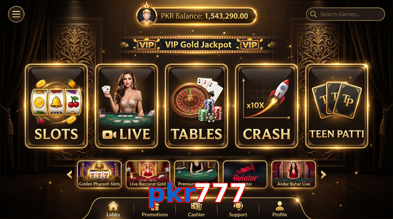 Main screen of Pkr777 casino page for PK players